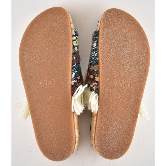 Chloe Kerenin Kilim Rug Tapestry Fringe Multicolor Slide Slip On Flat Sandal 36 - Picture 14 of 14